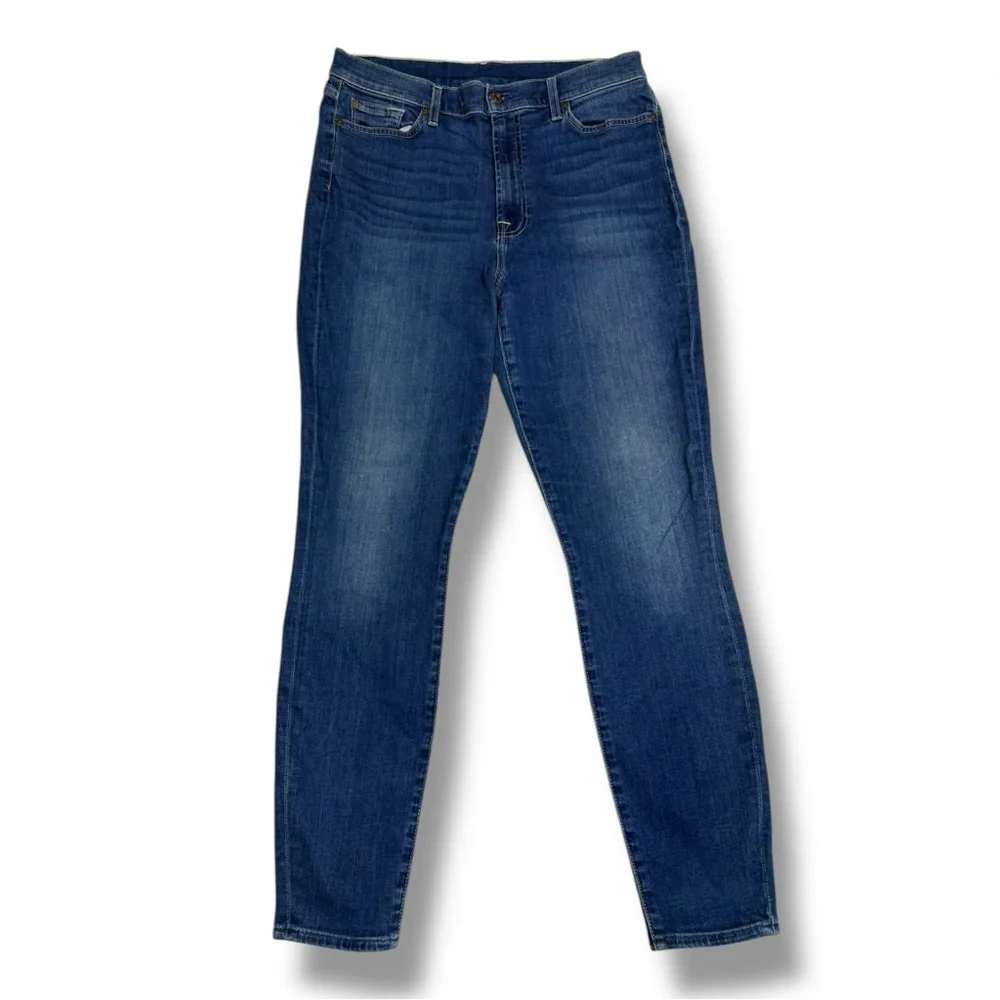 7 For All Mankind Women’s High Waist Gwenevere Skinny Jeans Medium Wash Size 32 - Picture 2 of 10